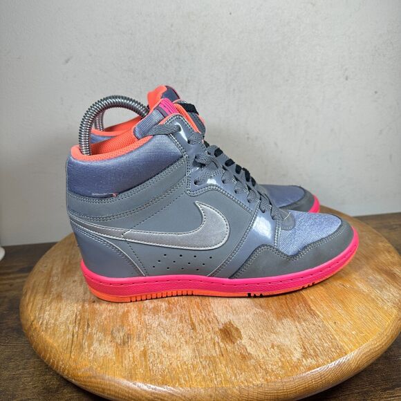 Nike Force Sky‎ High Top Hidden Wedge Women's Size 8 Gray Pink Shoes 629746-008